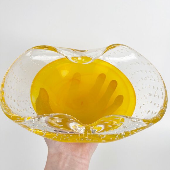 Vintage Murano Large Glass Art Dish Bowl Handmade Hand Blown Gift Present Rare - Picture 4 of 8